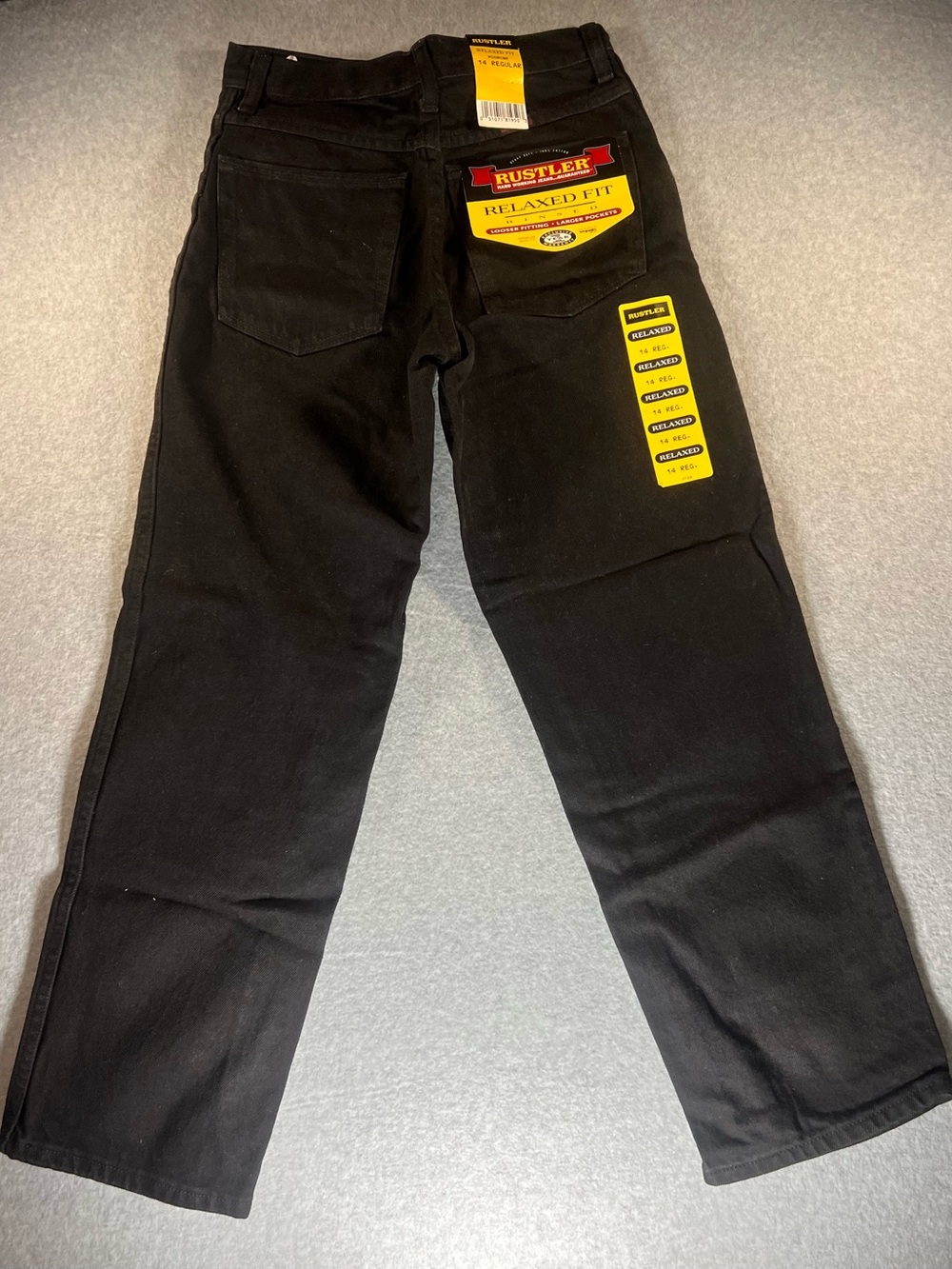 NWT Rustler Relaxed Fit Washed Black Jeans with Yellow Labels - Picture 1 of 5